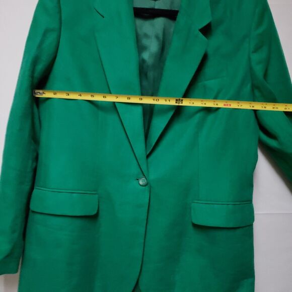 Women’s Charter Club 100% Linen Kelly Green Classic Career Blazer Size 10 NWOT - Picture 7 of 13
